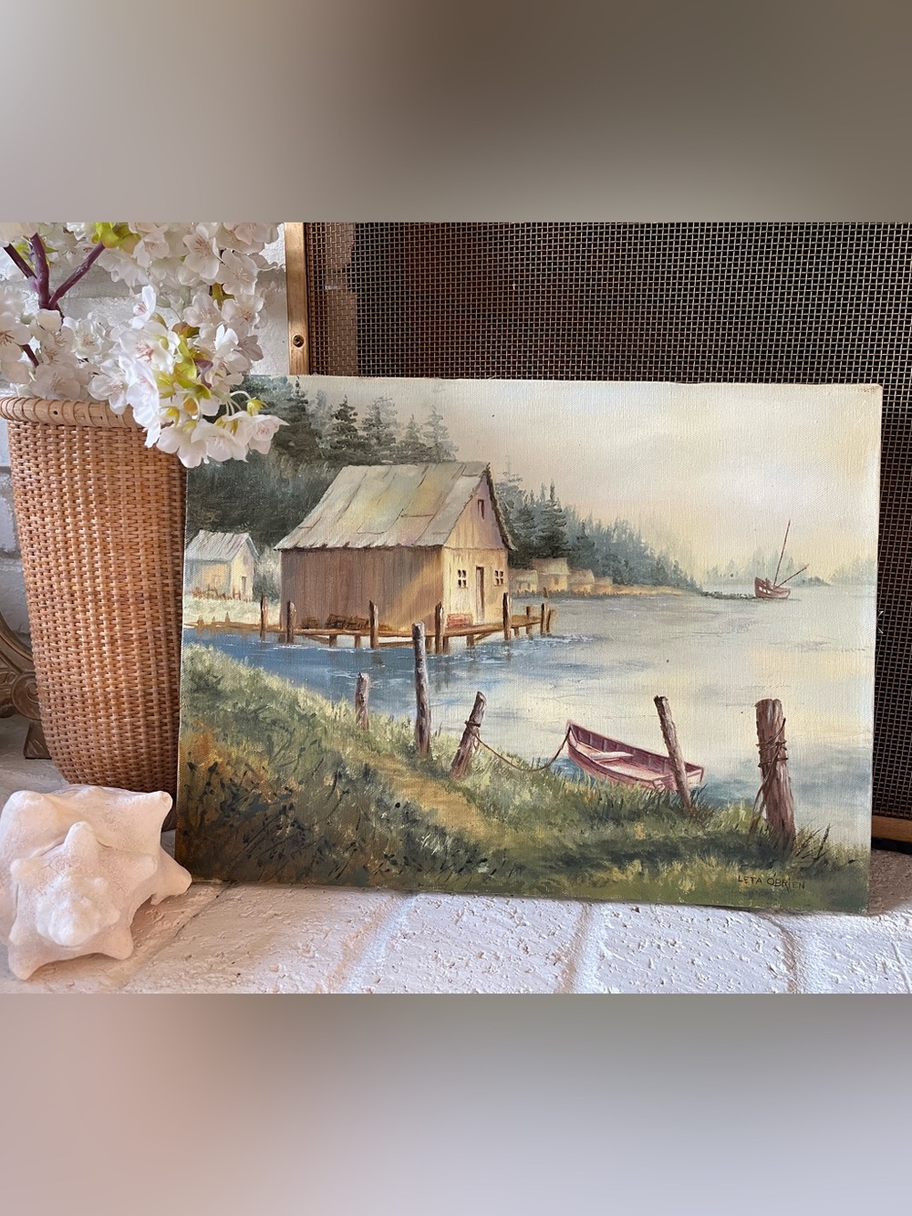 vintage painting original oil by artist Leta O'Brien